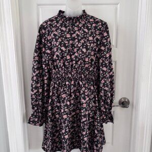 Cupshe Black Floral Long Sleeve Dress NWT